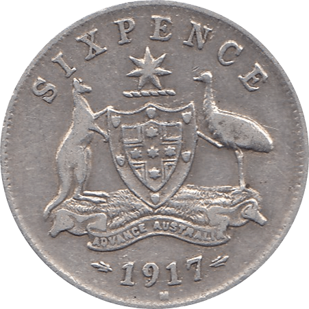 1917 SILVER SIX PENCE GEORGE V AUSTRALIA REF H104 - SILVER WORLD COINS - Cambridgeshire Coins
