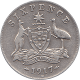 1917 SILVER SIX PENCE GEORGE V AUSTRALIA REF H104 - SILVER WORLD COINS - Cambridgeshire Coins