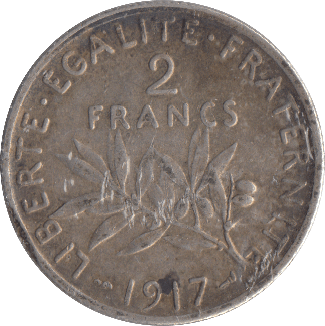1917 SILVER TWO FRANCS FRANCE - WORLD COINS - Cambridgeshire Coins
