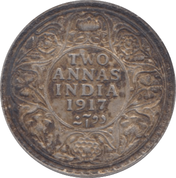 1917 TWO ANNAS INDIA - WORLD COINS - Cambridgeshire Coins