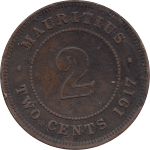 1917 TWO CENTS GEORGE V MAURITIUS REF H125 - WORLD COINS - Cambridgeshire Coins