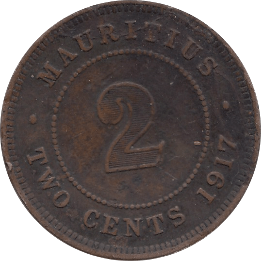 1917 TWO CENTS GEORGE V MAURITIUS REF H125 - WORLD COINS - Cambridgeshire Coins