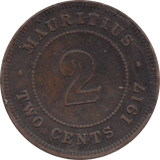 1917 TWO CENTS GEORGE V MAURITIUS REF H125 - WORLD COINS - Cambridgeshire Coins