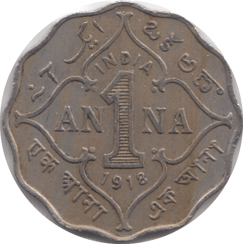 1918 1 ANNA BRITISH INDIA - WORLD COINS - Cambridgeshire Coins