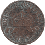 1918 1 HELLER GERMAN EAST AFRICA - WORLD COINS - Cambridgeshire Coins