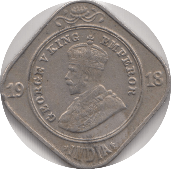 1918 2 ANNAS INDIA - WORLD COINS - Cambridgeshire Coins