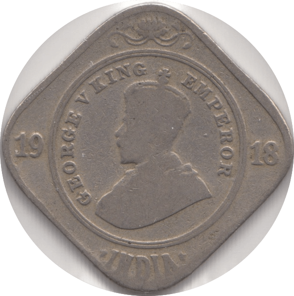 1918 2 ANNAS INDIA - WORLD COINS - Cambridgeshire Coins