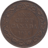 1918 CANADA ONE CENT - WORLD COIN - Cambridgeshire Coins