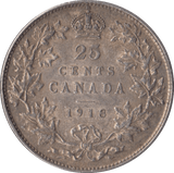 1918 CANADA SILVER 25 CENTS - SILVER WORLD COINS - Cambridgeshire Coins