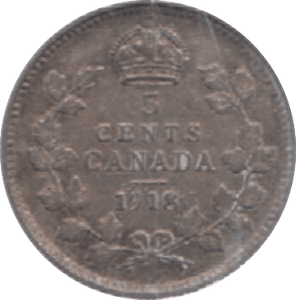 1918 CANADA SILVER 5 CENTS - WORLD SILVER COINS - Cambridgeshire Coins