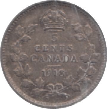1918 CANADA SILVER 5 CENTS - WORLD SILVER COINS - Cambridgeshire Coins