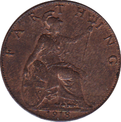1918 FARTHING ( AUNC ) B - Farthing - Cambridgeshire Coins