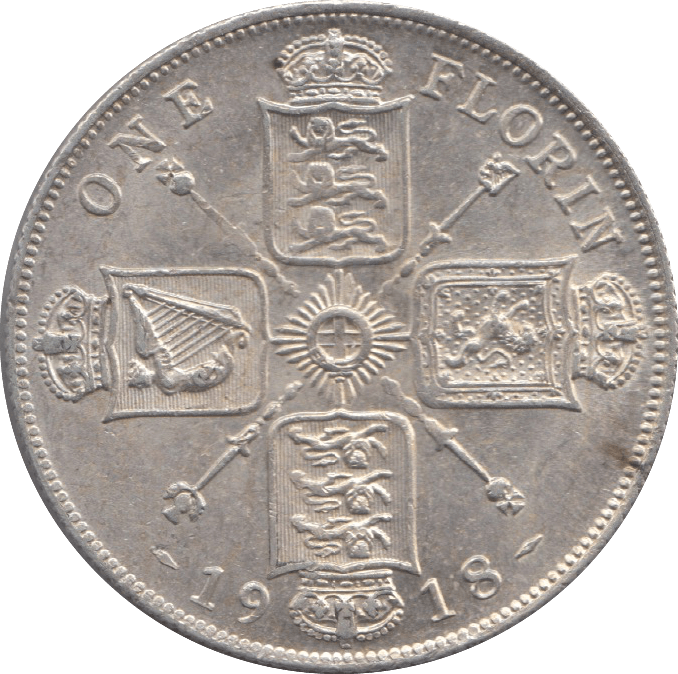 1918 FLORIN ( EF ) 4 - Florin - Cambridgeshire Coins
