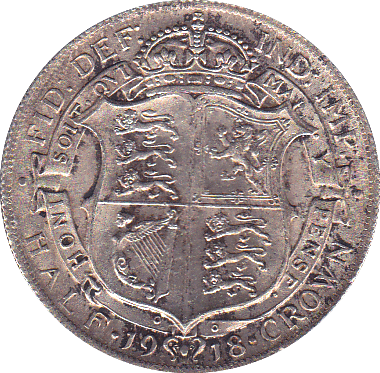 1918 HALFCROWN ( EF ) - Halfcrown - Cambridgeshire Coins