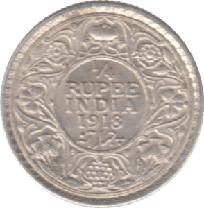 1918 INDIA SILVER 1/4 RUPEE - SILVER WORLD COINS - Cambridgeshire Coins