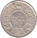 1918 INDIA SILVER 1/4 RUPEE - SILVER WORLD COINS - Cambridgeshire Coins