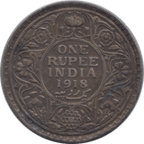 1918 INDIAN SILVER ONE RUPEE - SILVER WORLD COINS - Cambridgeshire Coins