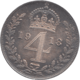 1918 MAUNDY FOURPENCE ( UNC ) 20 - Maundy Coins - Cambridgeshire Coins