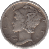 1918 SILVER 1 DIME USA - SILVER WORLD COINS - Cambridgeshire Coins