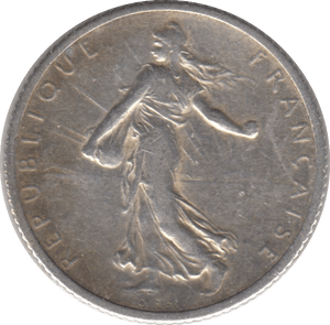 1918 SILVER 1 FRANC FRANCE - SILVER WORLD COINS - Cambridgeshire Coins