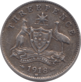 1918 SILVER 1 THREEPENCE AUSTRALIA - WORLD SILVER COINS - Cambridgeshire Coins