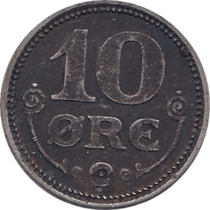1918 SILVER 10 ORE DENMARK REF H3 - SILVER WORLD COINS - Cambridgeshire Coins