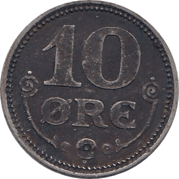 1918 SILVER 10 ORE DENMARK REF H3 - SILVER WORLD COINS - Cambridgeshire Coins