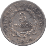 1918 SILVER BRITISH WEST AFRICA THREEPENCE - SILVER WORLD COINS - Cambridgeshire Coins