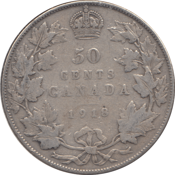1918 SILVER FIFTY CENTS CANADA - WORLD SILVER COINS - Cambridgeshire Coins