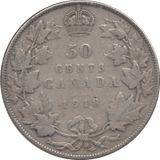 1918 SILVER FIFTY CENTS CANADA - WORLD SILVER COINS - Cambridgeshire Coins
