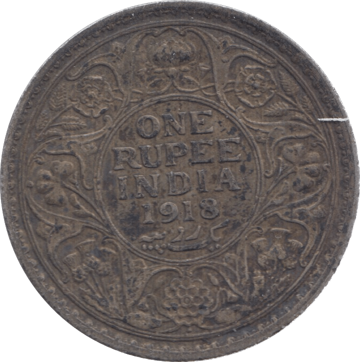 1918 SILVER ONE RUPEE INDIA - WORLD SILVER COINS - Cambridgeshire Coins