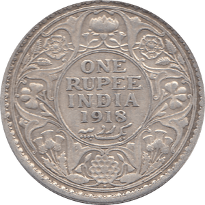1918 SILVER RUPEE INDIA REF H6 - SILVER WORLD COINS - Cambridgeshire Coins