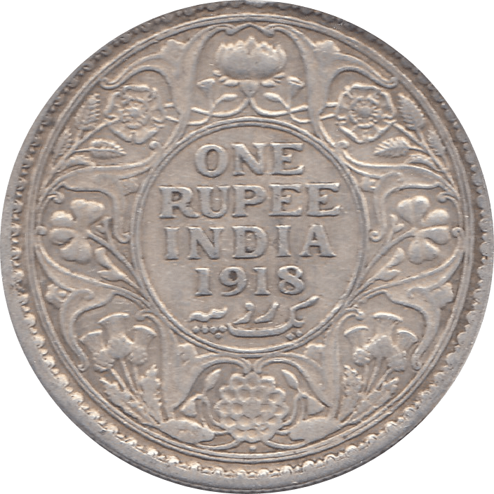 1918 SILVER RUPEE INDIA REF H6 - SILVER WORLD COINS - Cambridgeshire Coins