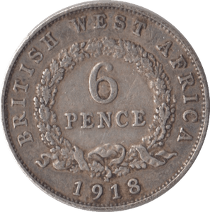 1918 SILVER SIXPENCE BRITISH WEST AFRICA - SILVER WORLD COINS - Cambridgeshire Coins
