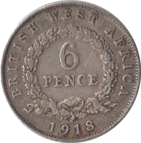 1918 SILVER SIXPENCE BRITISH WEST AFRICA - SILVER WORLD COINS - Cambridgeshire Coins