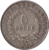 1918 SILVER SIXPENCE BRITISH WEST AFRICA - SILVER WORLD COINS - Cambridgeshire Coins