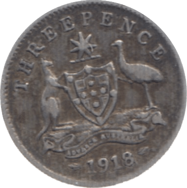 1918 SILVER THREEPENCE AUSTRALIA - WORLD SILVER COINS - Cambridgeshire Coins