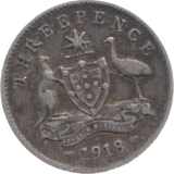 1918 SILVER THREEPENCE AUSTRALIA - WORLD SILVER COINS - Cambridgeshire Coins