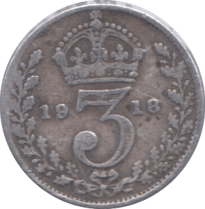 1918 SILVER THREEPENCE ( F ) 6 - Threepence - Cambridgeshire Coins