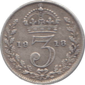 1918 SILVER THREEPENCE ( FINE ) - Threepence - Cambridgeshire Coins