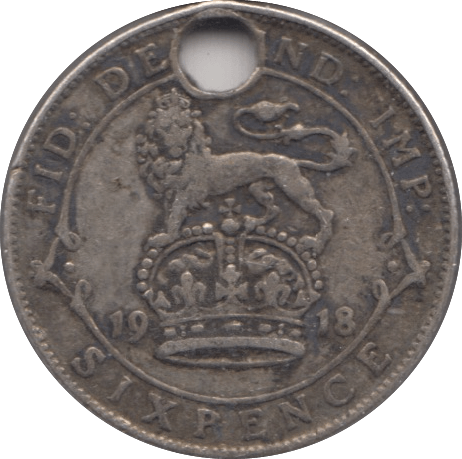 1918 SIXPENCE ( HOLED ) - SIXPENCE - Cambridgeshire Coins