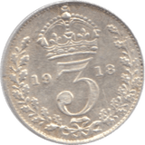 1918 THREEPENCE ( GVF ) 23 - Threepence - Cambridgeshire Coins