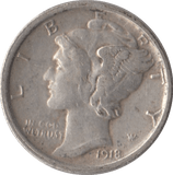 1918 USA SILVER DIME SAN FRANCISCO MINT - SILVER WORLD COINS - Cambridgeshire Coins