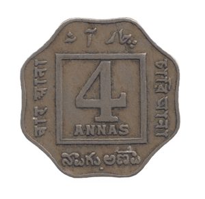 1919 4 ANNAS INDIA - WORLD COINS - Cambridgeshire Coins