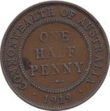 1919 AUSTRALIA HALF PENNY - WORLD COINS - Cambridgeshire Coins