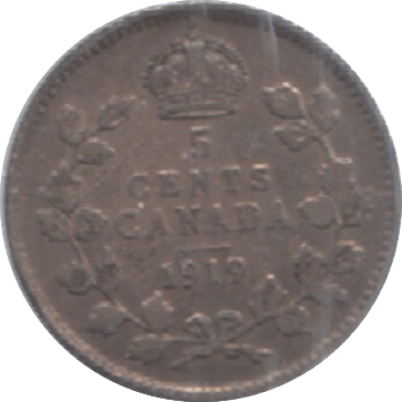 1919 CANADA SILVER 5 CENTS - WORLD SILVER COINS - Cambridgeshire Coins