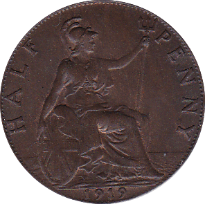 1919 HALFPENNY ( UNC) - Halfpenny - Cambridgeshire Coins