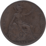 1919 PENNY ( F ) 2 - Penny - Cambridgeshire Coins