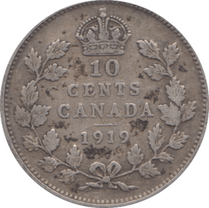 1919 SILVER 10 CENTS CANADA - WORLD SILVER COINS - Cambridgeshire Coins
