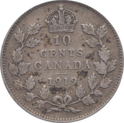 1919 SILVER 10 CENTS CANADA - WORLD SILVER COINS - Cambridgeshire Coins